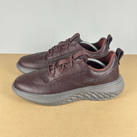 Cole Haan Zerogrand WFA Wingtip Leather Oxfords Mens 12 Wide Pinot Pebble - Picture 1 of 10